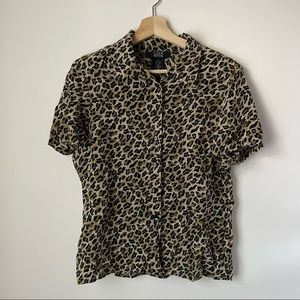 Silk Leopard Print button up